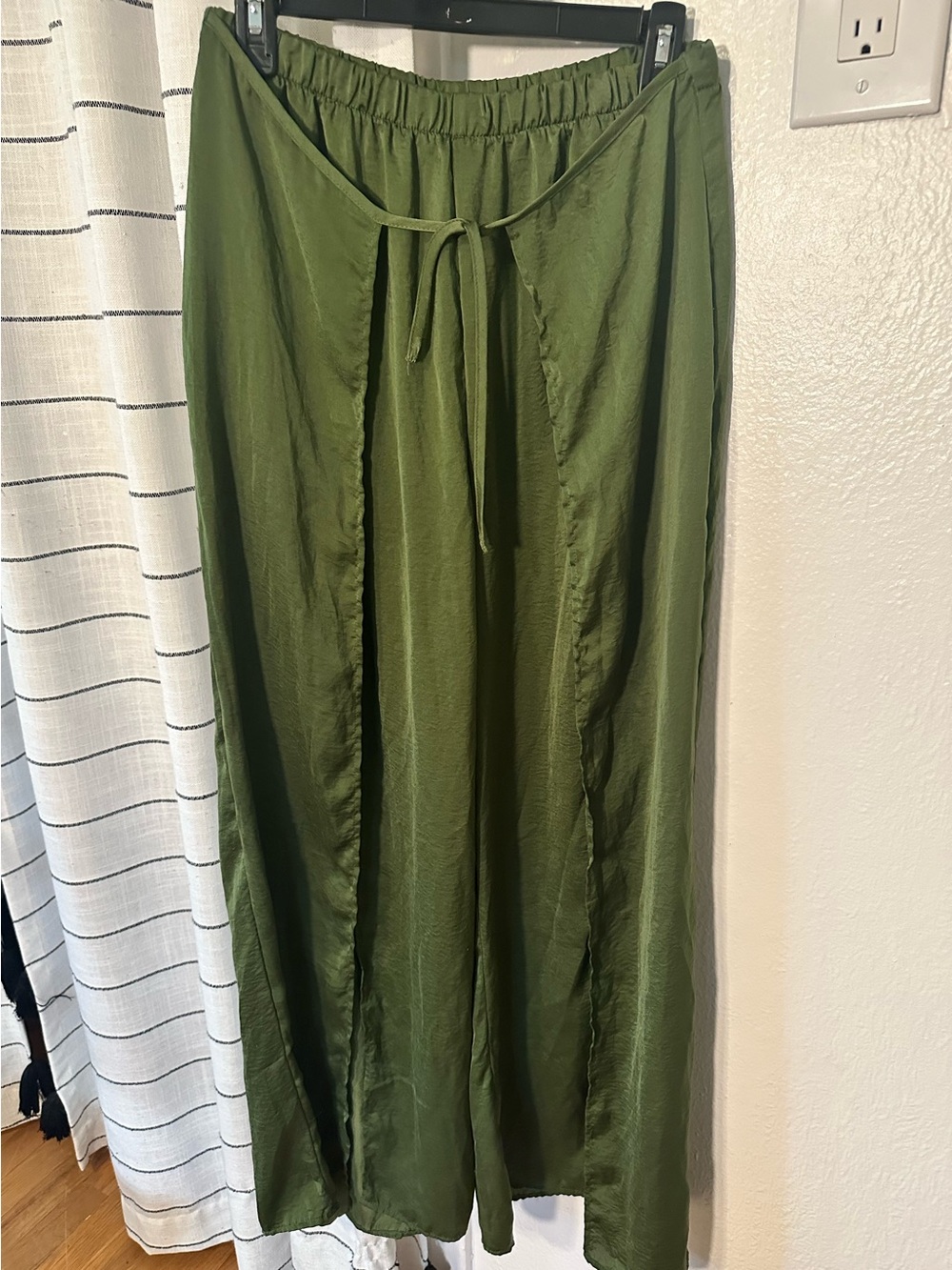 Olive Green Satin Pants
